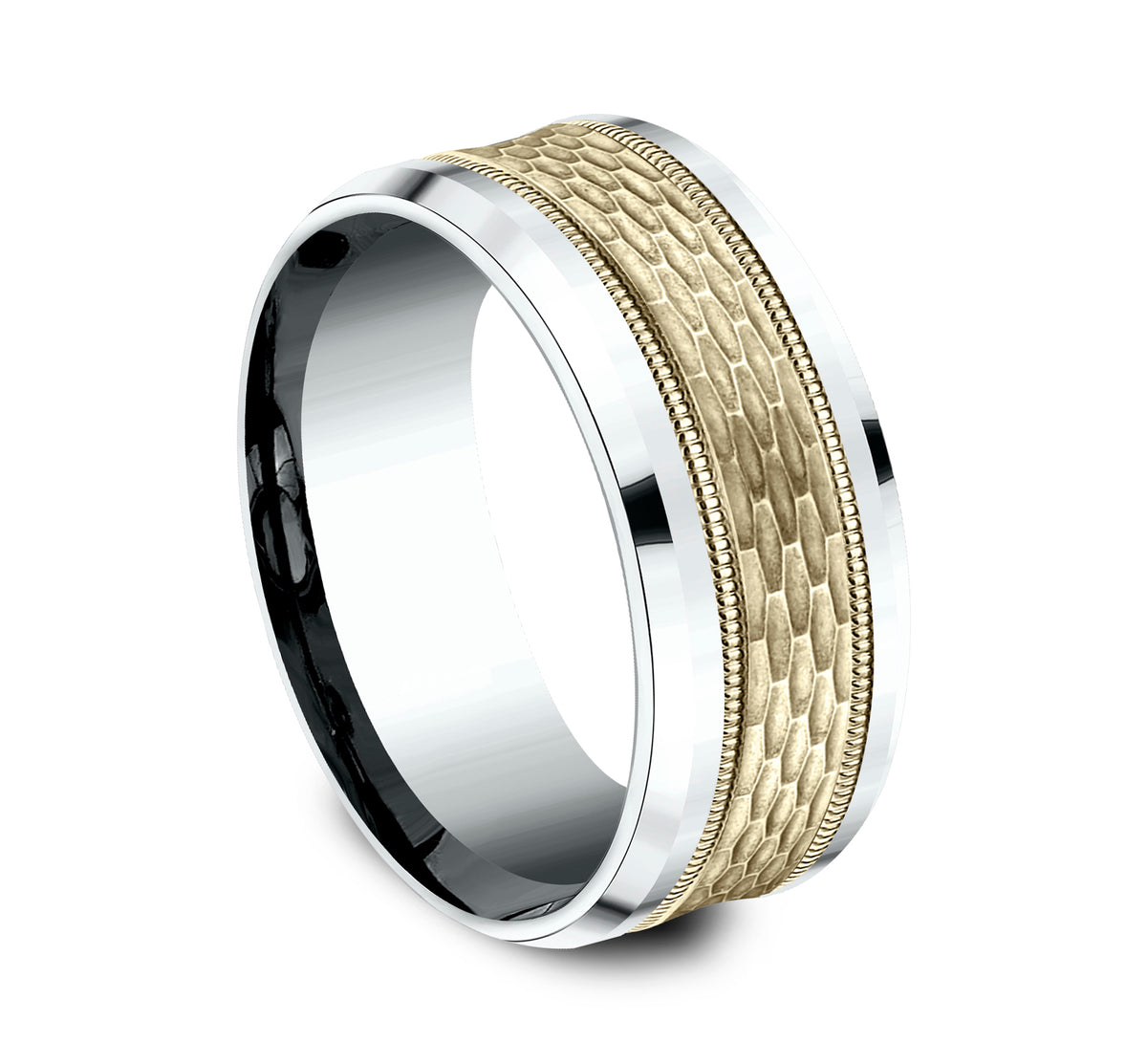 THE ATHLETE 7mm 14K White/Yellow Benchmark men's wedding band