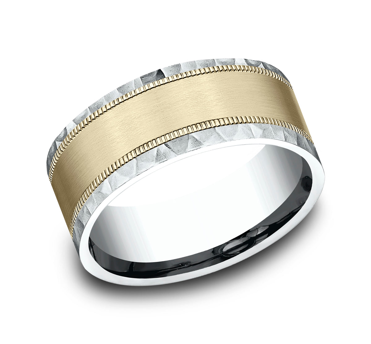 THE DENVER 7mm 14K White/Yellow Benchmark men's wedding band