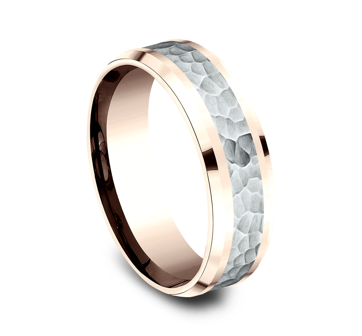THE TURNER 7mm 14K Rose/White Benchmark men's wedding band