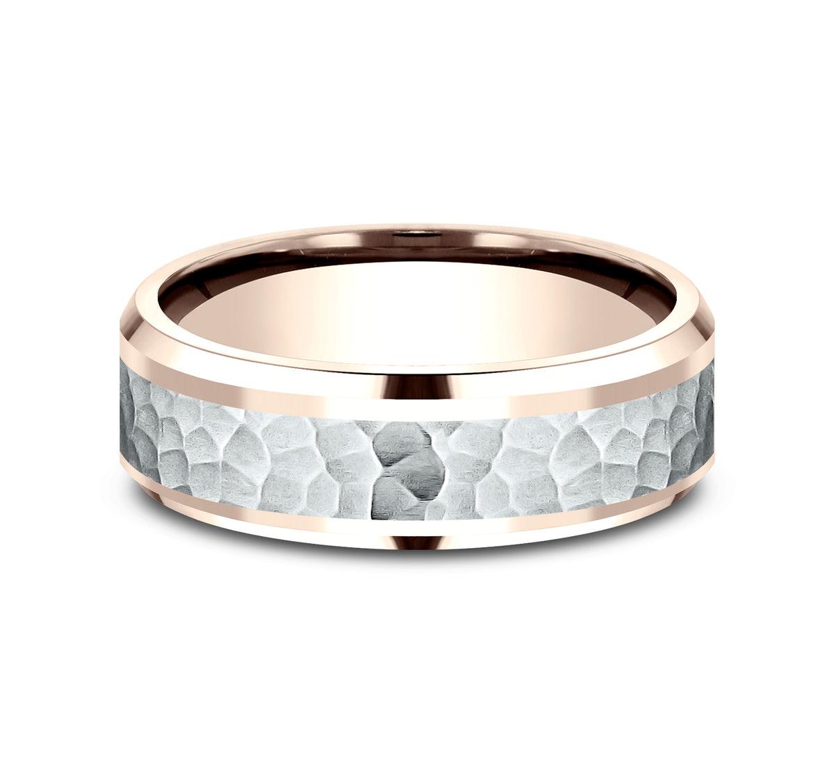 THE TURNER 7mm 14K Rose/White Benchmark men's wedding band