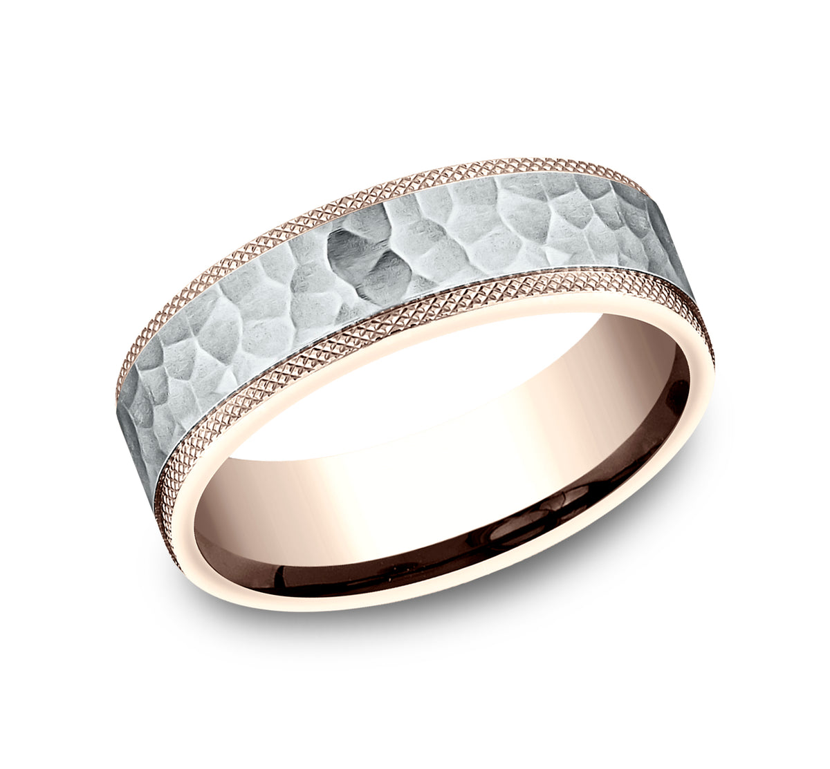 THE GRIFFIN 7mm 14K Rose/White Benchmark men's wedding band