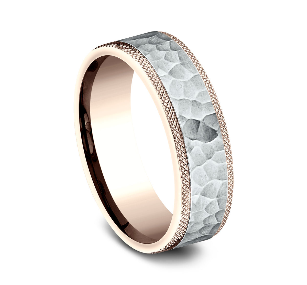 THE GRIFFIN 7mm 14K Rose/White Benchmark men's wedding band