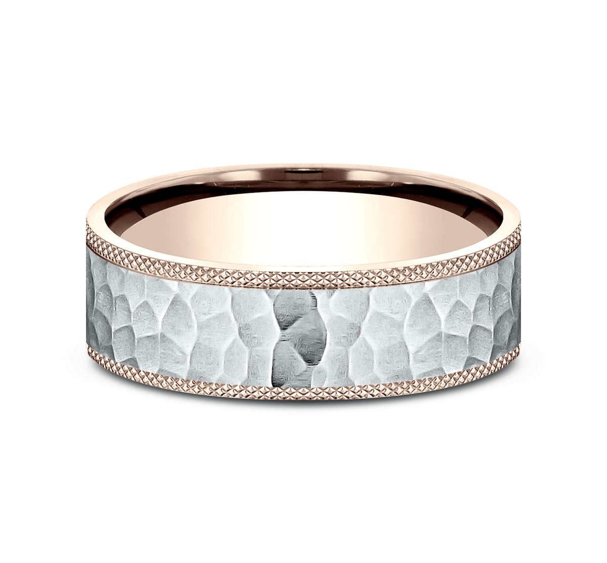 THE GRIFFIN 7mm 14K Rose/White Benchmark men's wedding band