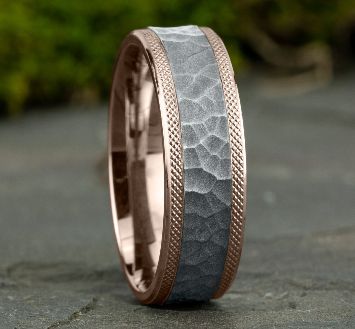 THE GRIFFIN 7mm 14K Rose/White Benchmark men's wedding band