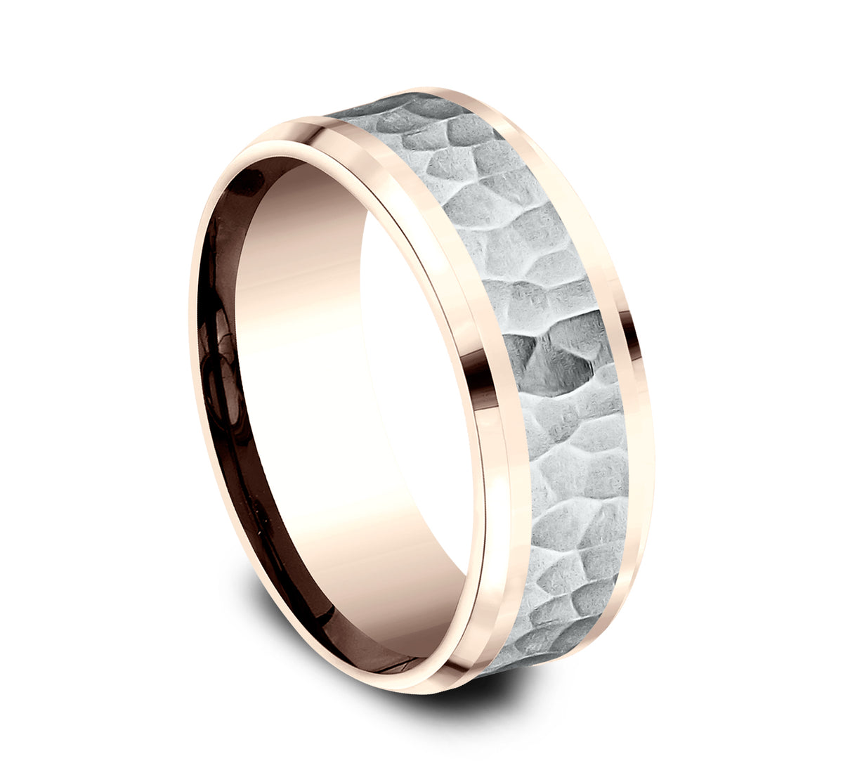 THE TURNER 7mm 14K Rose/White Benchmark men's wedding band