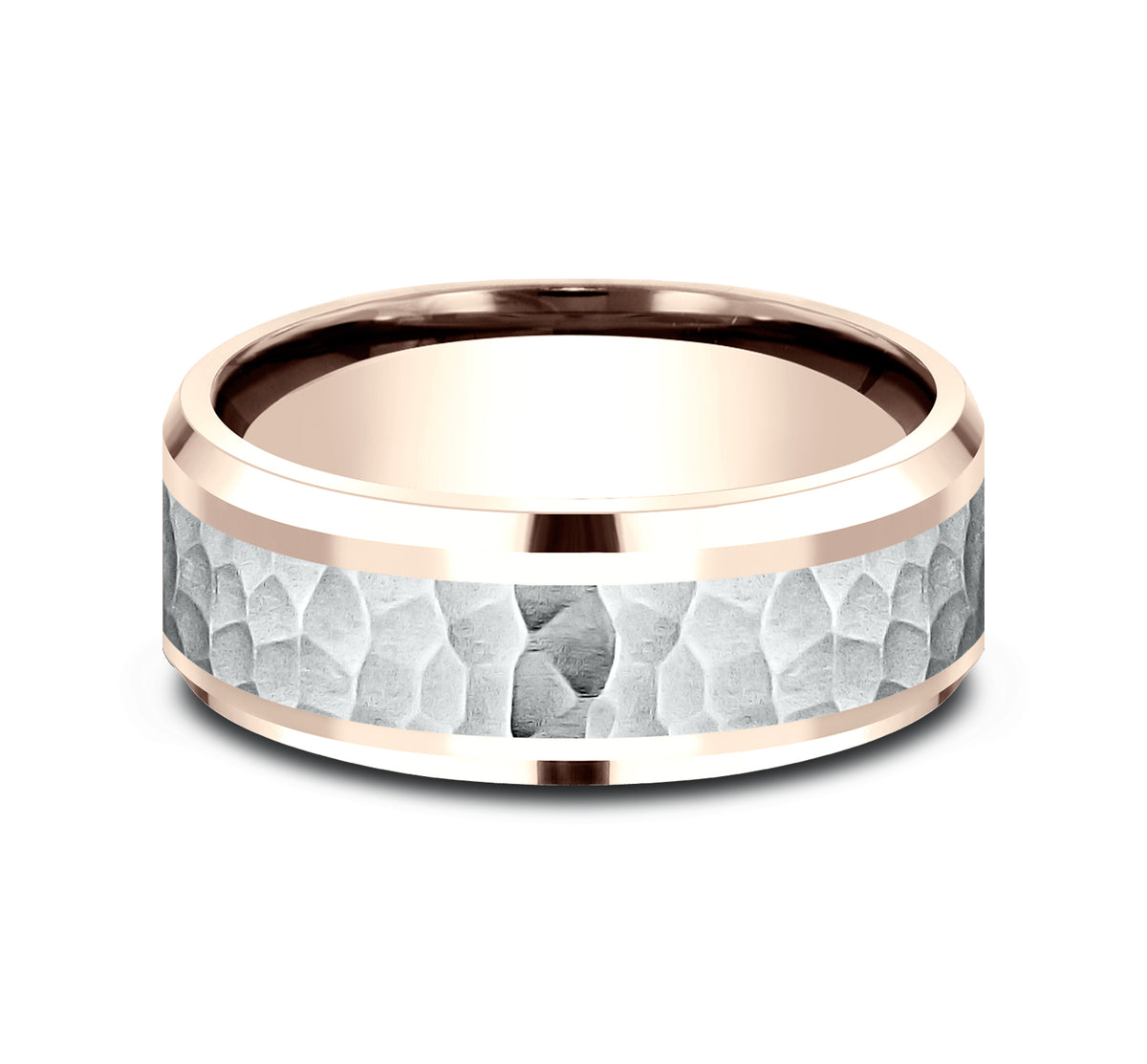 THE TURNER 7mm 14K Rose/White Benchmark men's wedding band