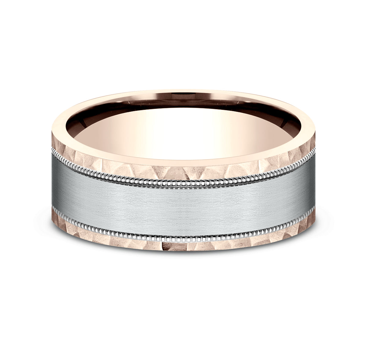 THE DENVER 7mm 14K Rose/White Benchmark men's wedding band