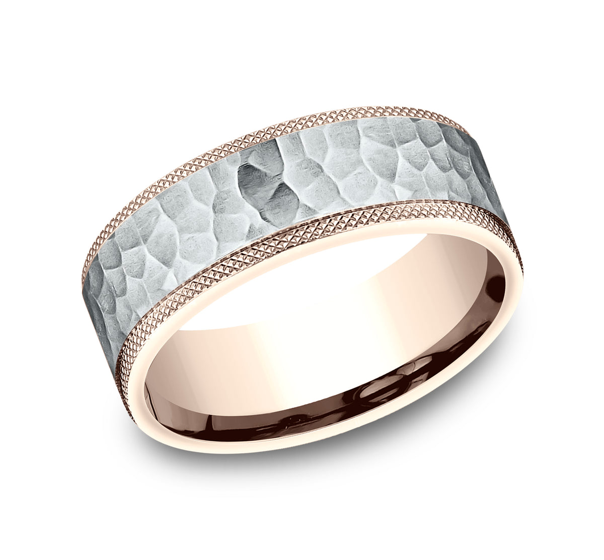 THE GRIFFIN 7mm 14K Rose/White Benchmark men's wedding band