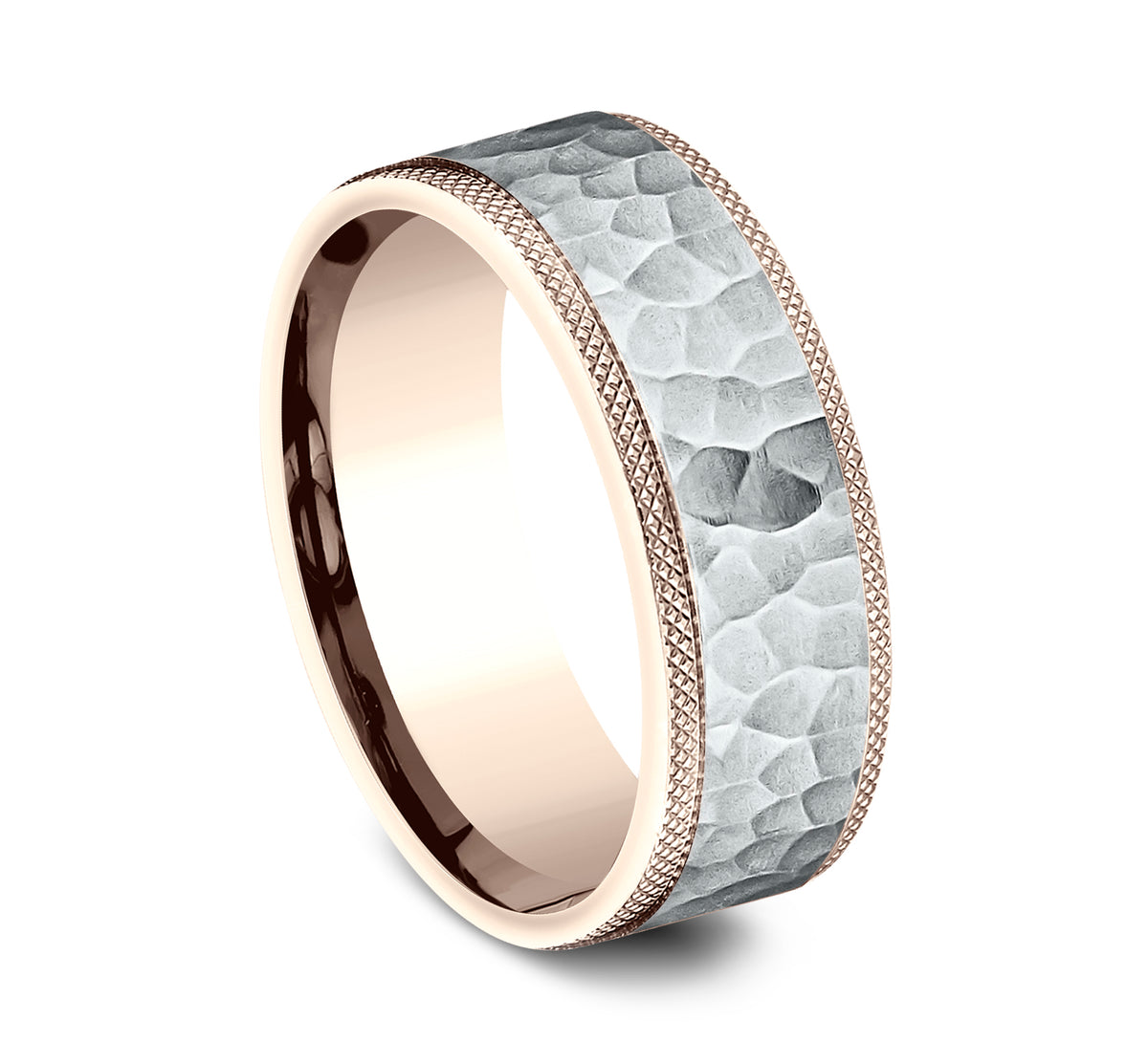 THE GRIFFIN 7mm 14K Rose/White Benchmark men's wedding band