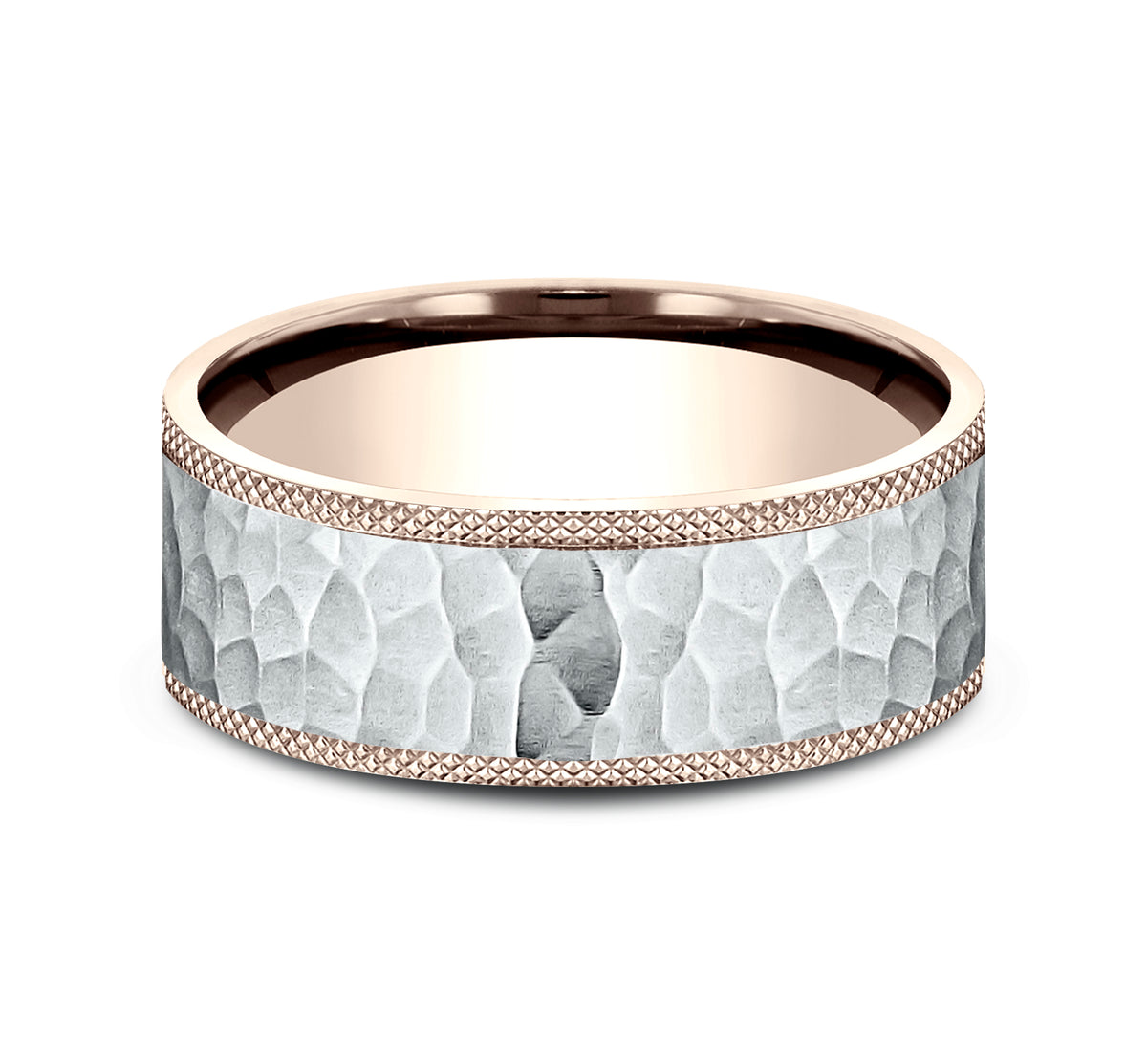 THE GRIFFIN 7mm 14K Rose/White Benchmark men's wedding band