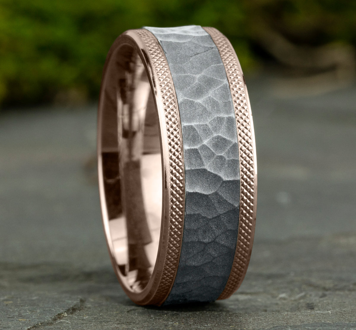THE GRIFFIN 7mm 14K Rose/White Benchmark men's wedding band