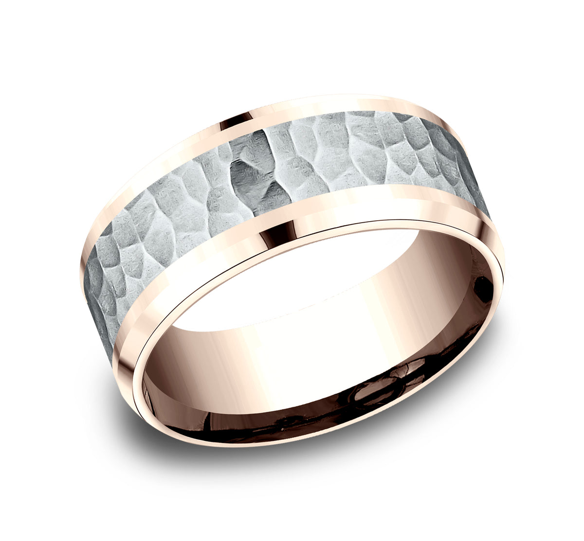 THE TURNER 7mm 14K Rose/White Benchmark men's wedding band