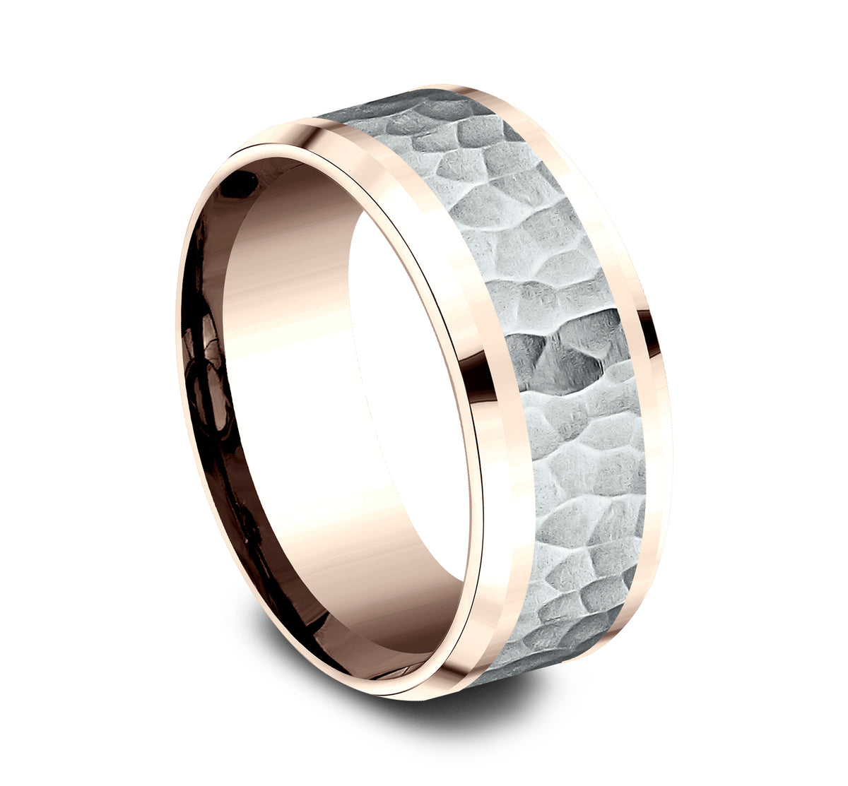 THE TURNER 7mm 14K Rose/White Benchmark men's wedding band