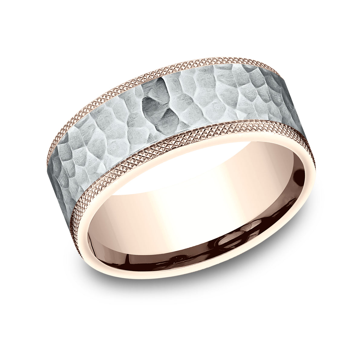 THE GRIFFIN 7mm 14K Rose/White Benchmark men's wedding band