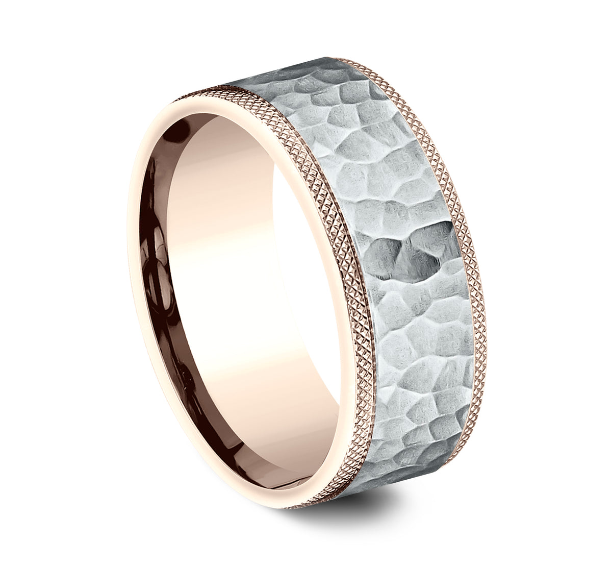 THE GRIFFIN 7mm 14K Rose/White Benchmark men's wedding band