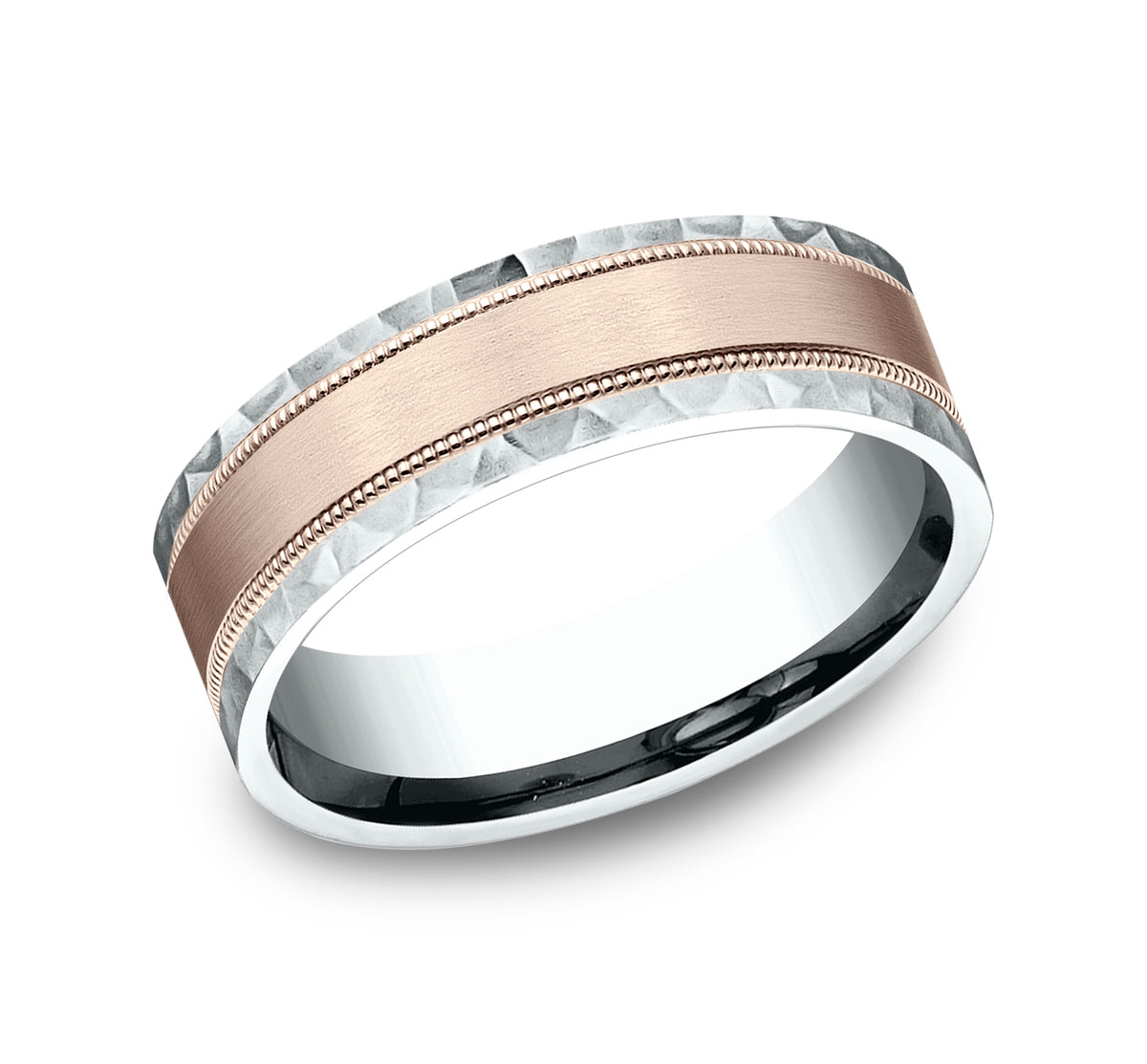 THE DENVER 7mm 14K White/Rose Benchmark men's wedding band