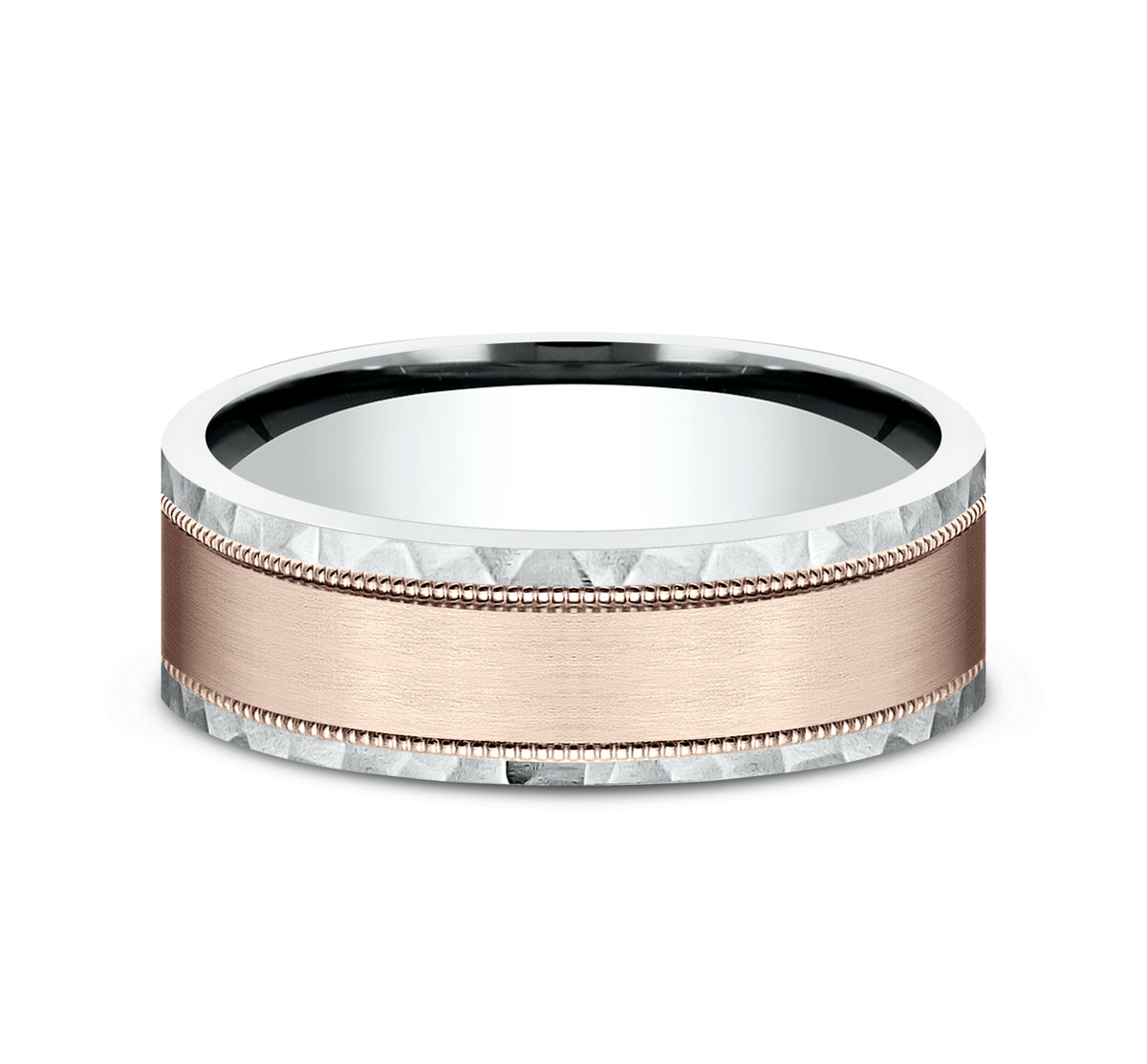 THE DENVER 7mm 14K White/Rose Benchmark men's wedding band