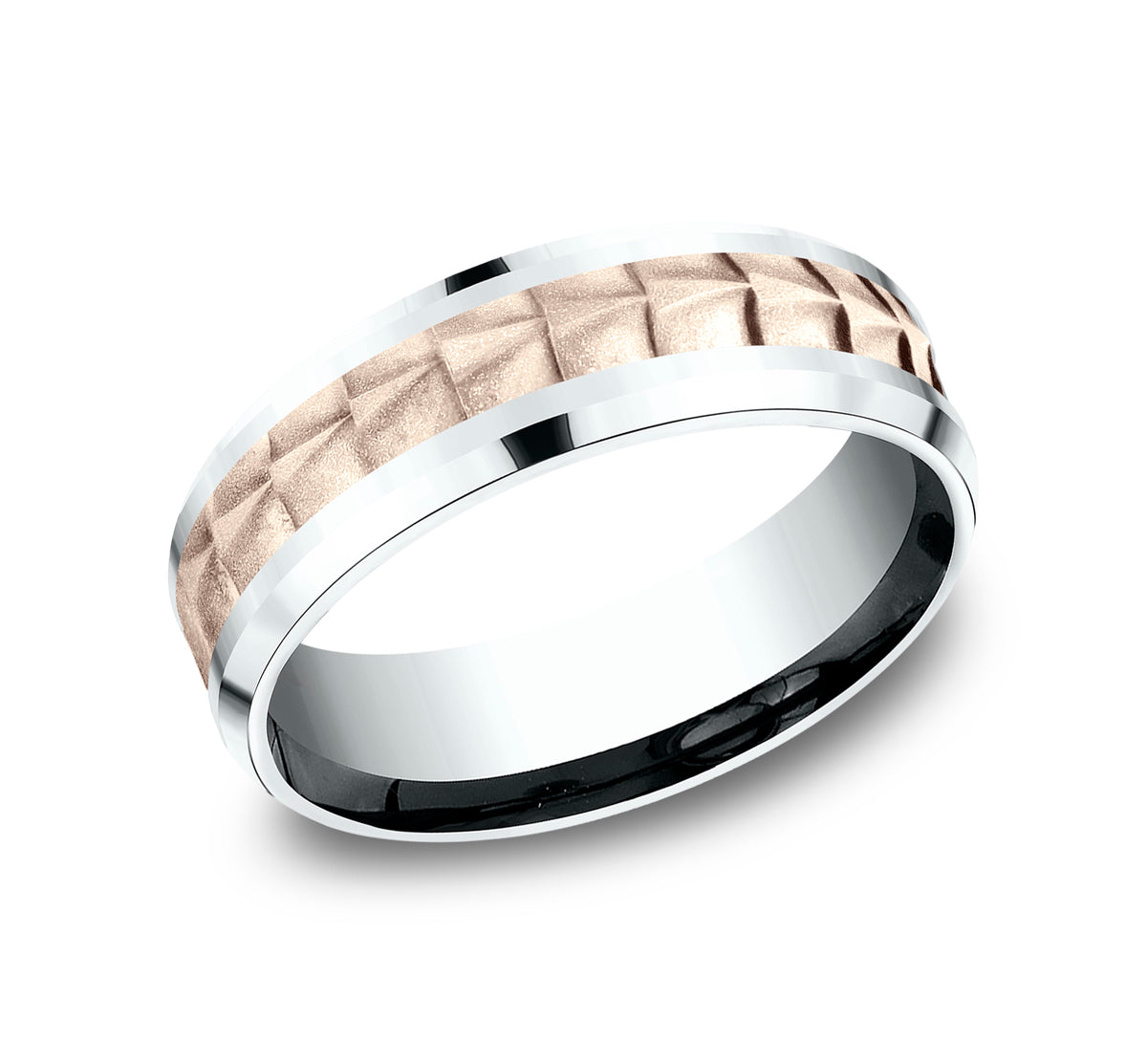 THE DUNDEE 7mm 14K White/Rose Benchmark men's wedding band
