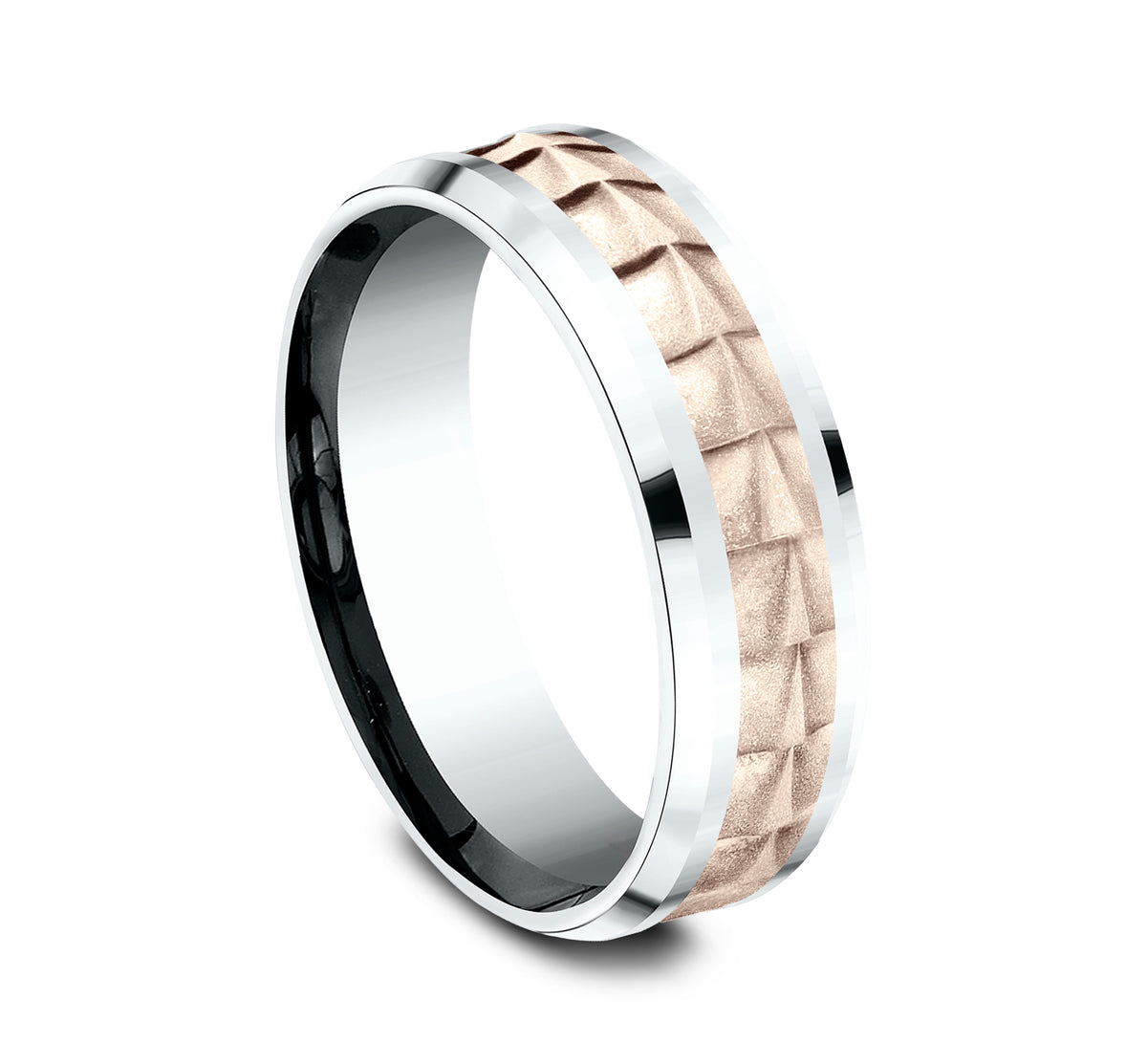 THE DUNDEE 7mm 14K White/Rose Benchmark men's wedding band