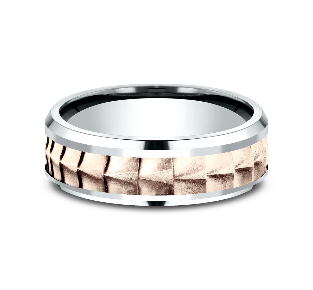 THE DUNDEE 7mm 14K White/Rose Benchmark men's wedding band