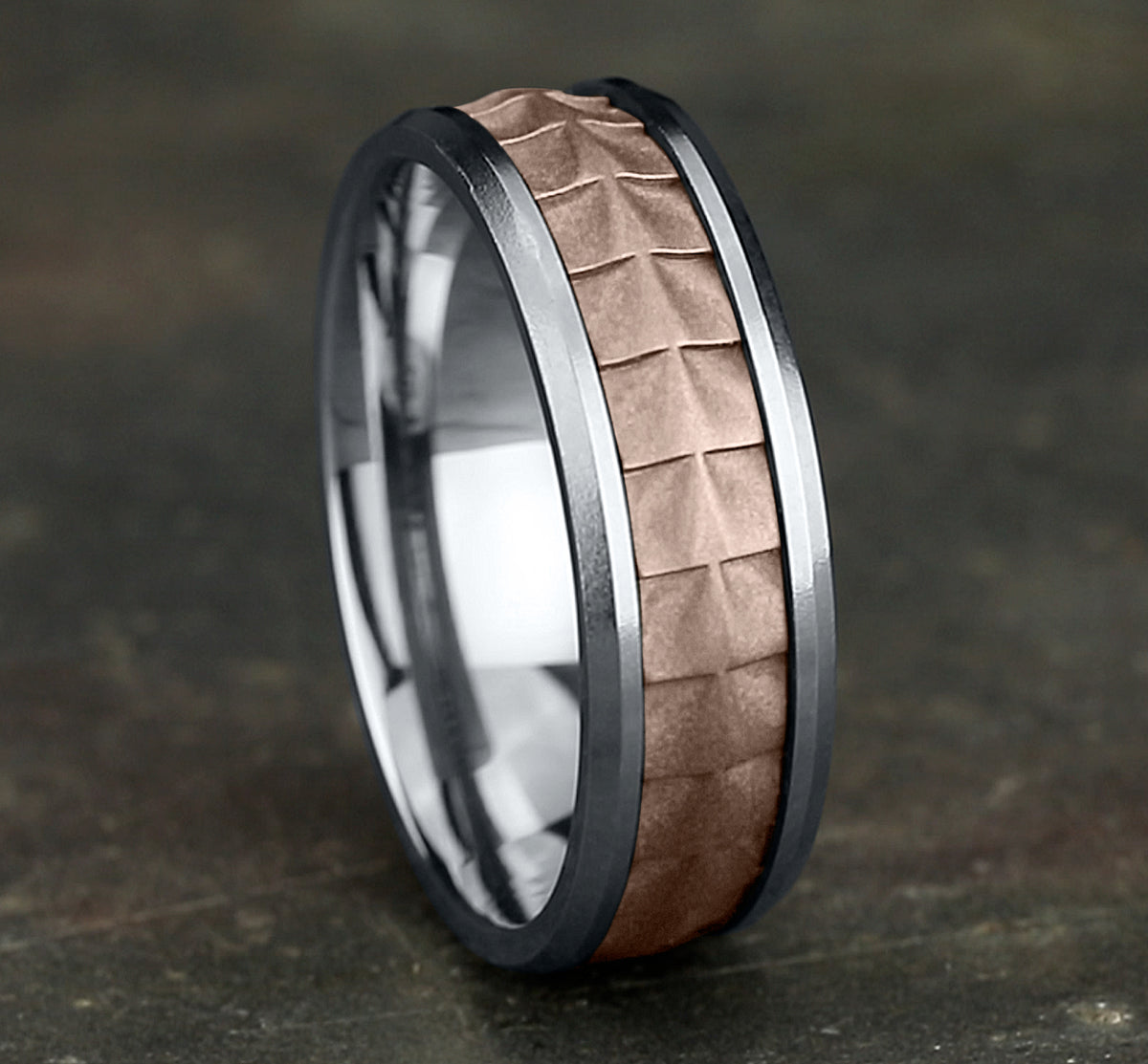 THE DUNDEE 7mm 14K White/Rose Benchmark men's wedding band