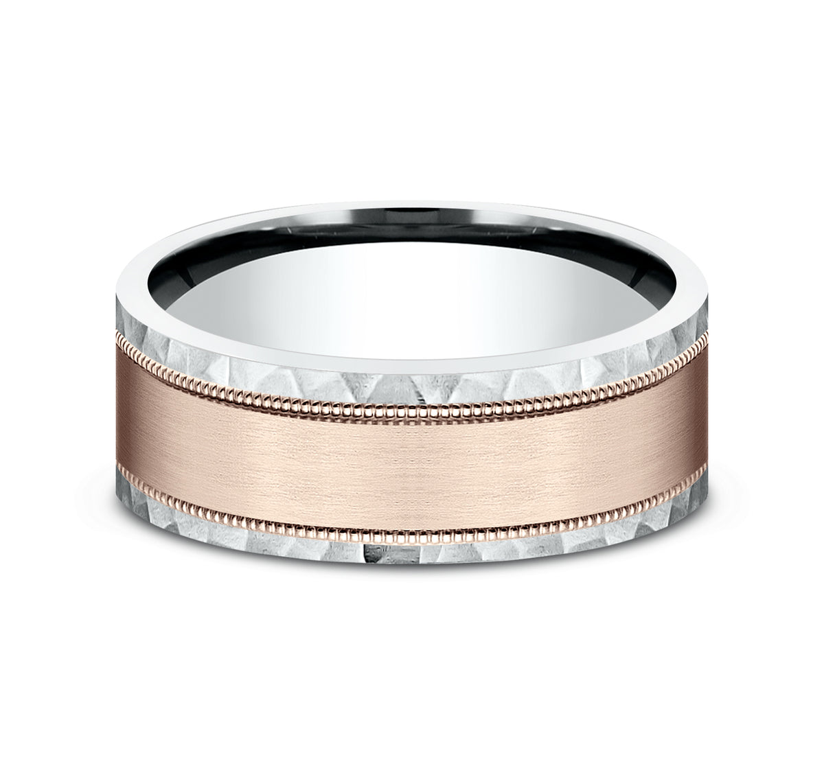 THE DENVER 7mm 14K White/Rose Benchmark men's wedding band