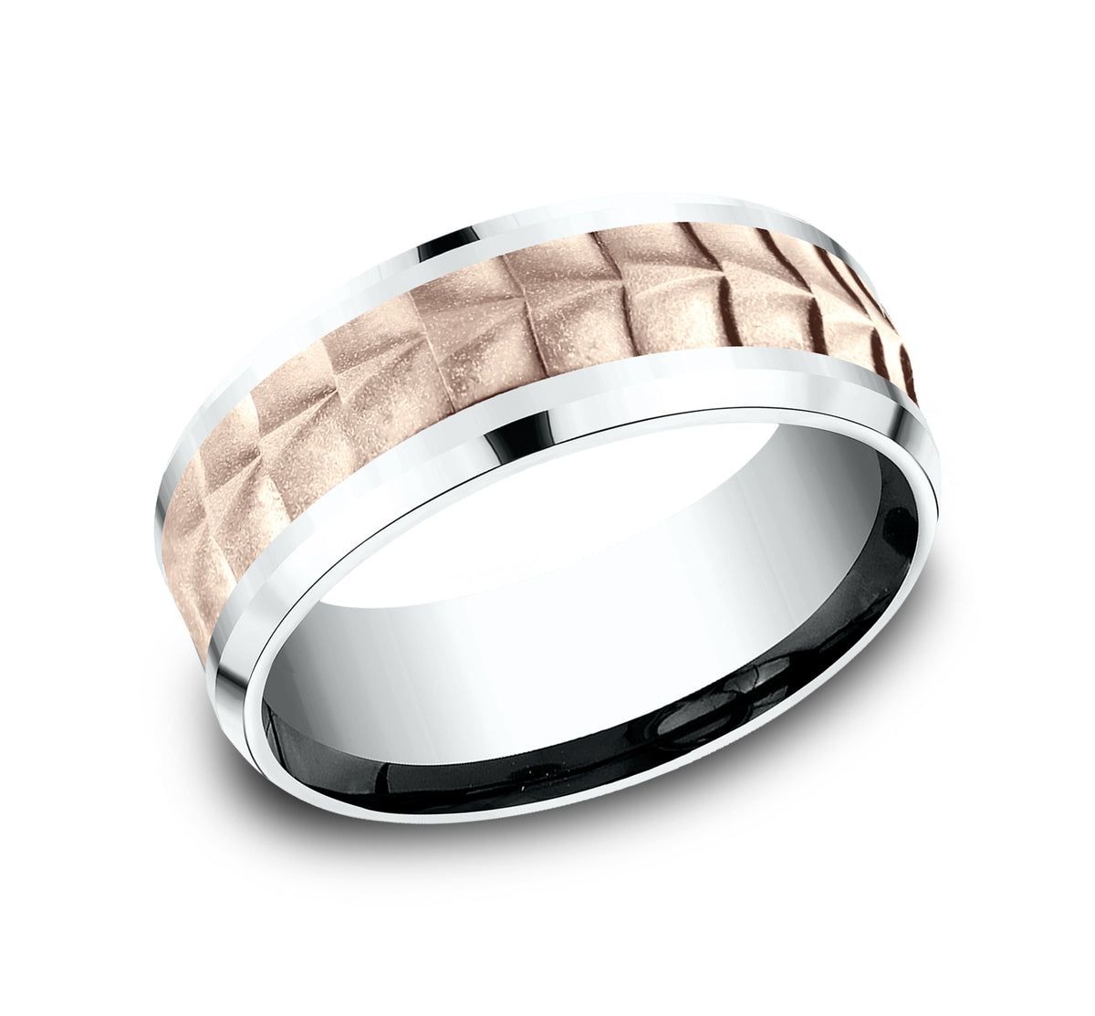 THE DUNDEE 7mm 14K White/Rose Benchmark men's wedding band