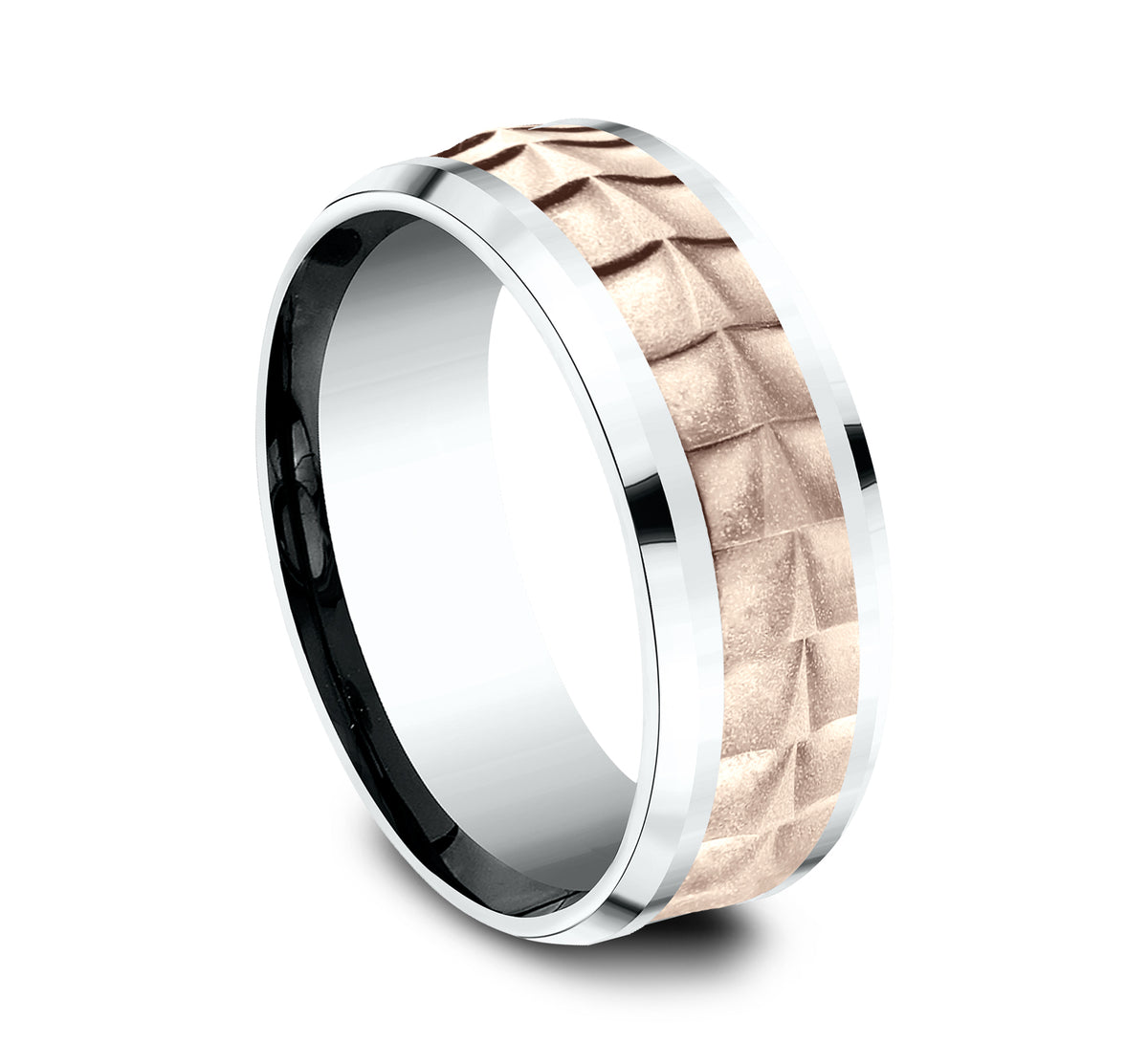 THE DUNDEE 7mm 14K White/Rose Benchmark men's wedding band