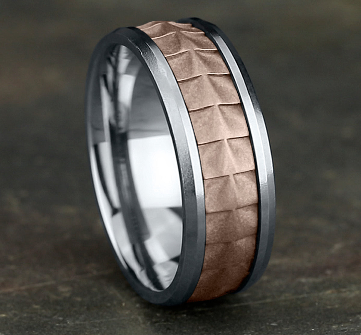 THE DUNDEE 7mm 14K White/Rose Benchmark men's wedding band