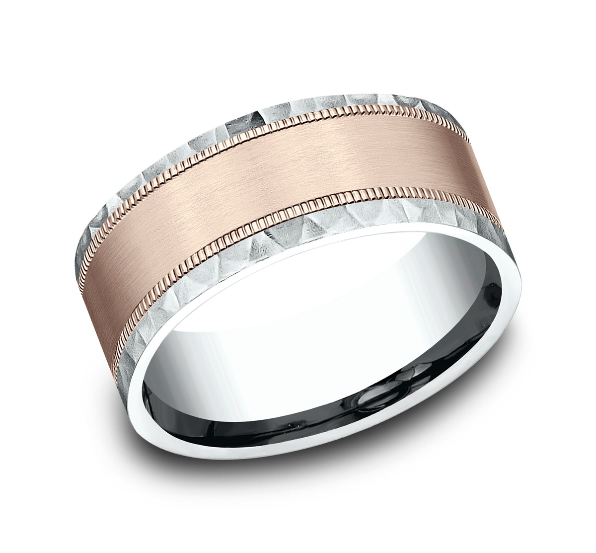 THE DENVER 7mm 14K White/Rose Benchmark men's wedding band