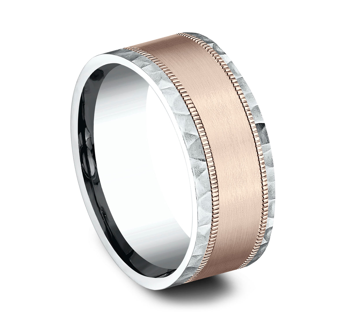 THE DENVER 7mm 14K White/Rose Benchmark men's wedding band