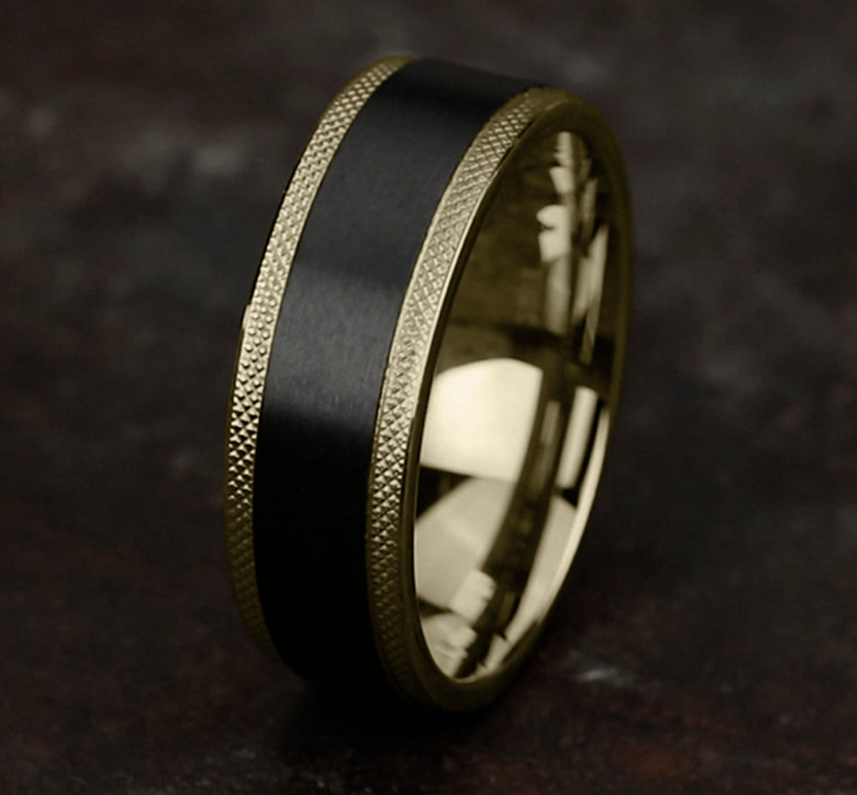 THE ROGUE 9mm 14K Yellow/Black Titanium Benchmark men's wedding band