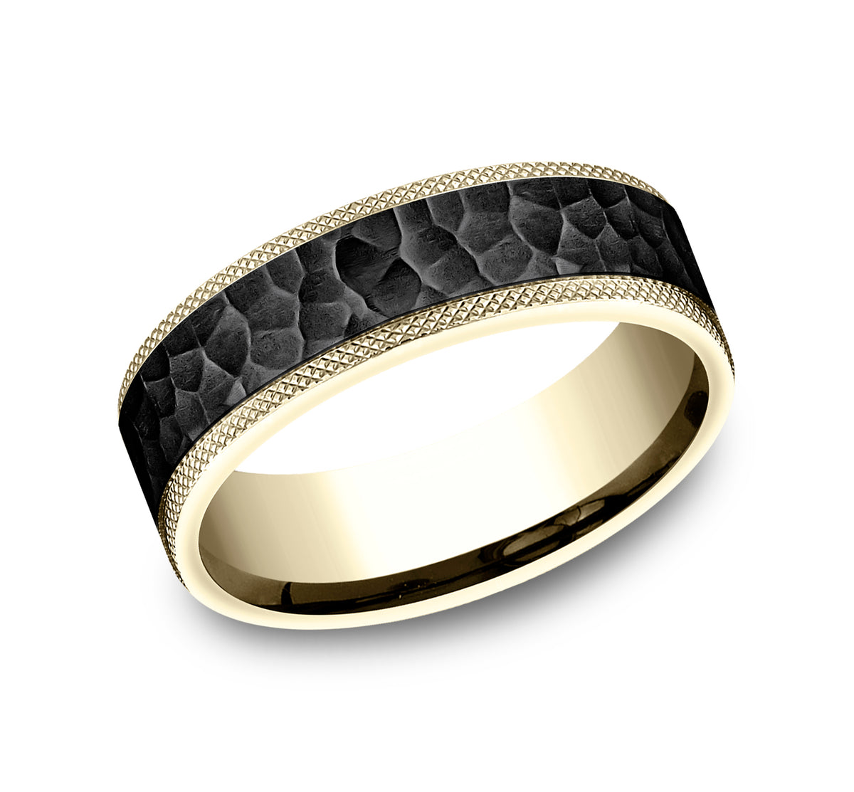 THE GRIFFIN 7mm 14K Yellow/Black Titanium Benchmark men's wedding band