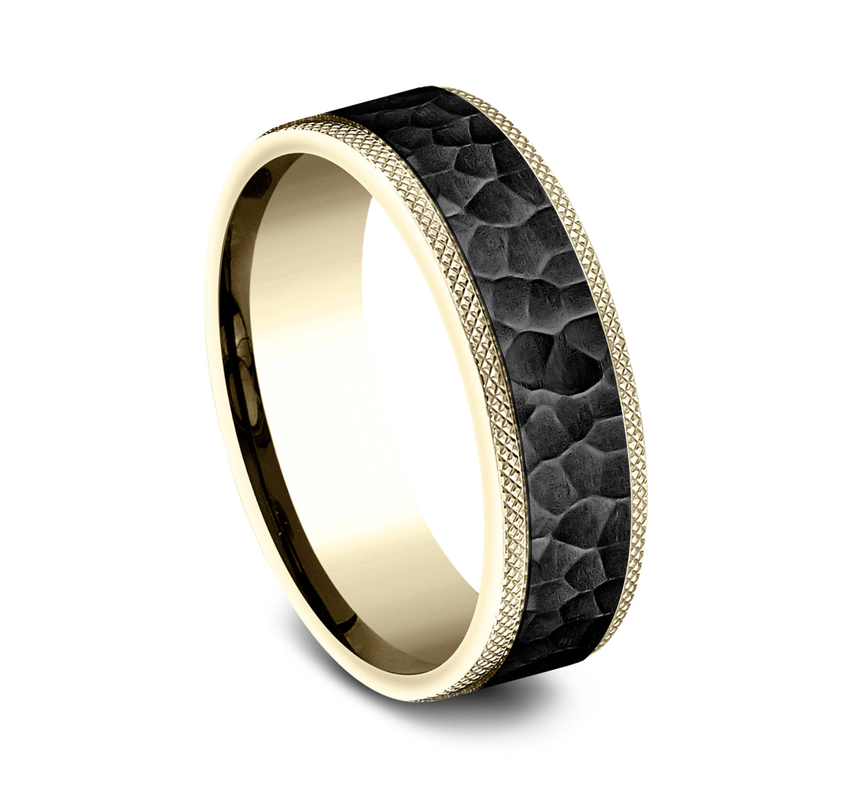 THE GRIFFIN 7mm 14K Yellow/Black Titanium Benchmark men's wedding band