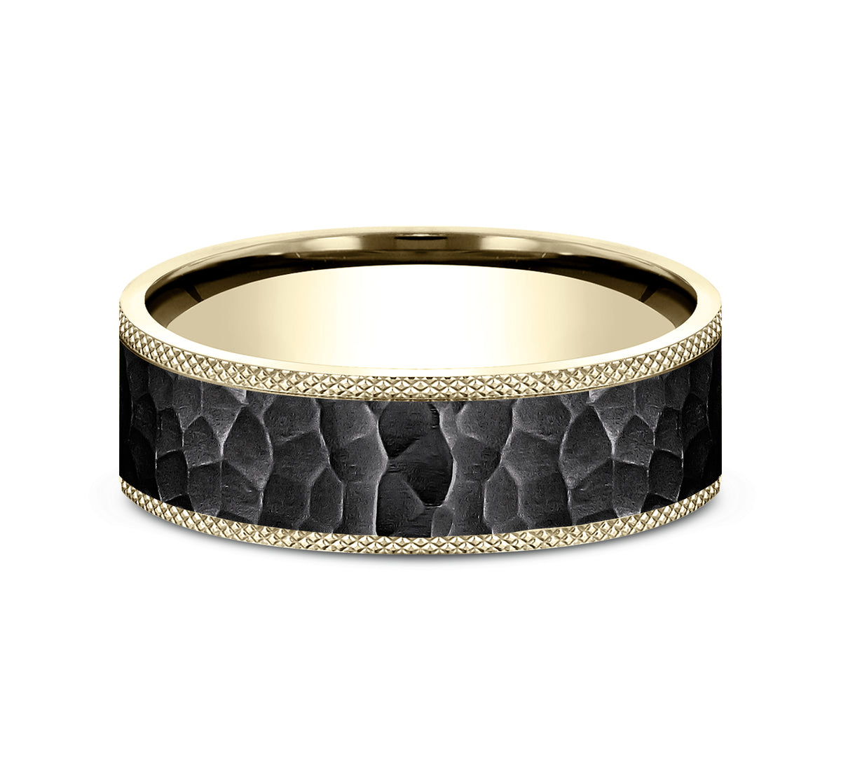 THE GRIFFIN 7mm 14K Yellow/Black Titanium Benchmark men's wedding band