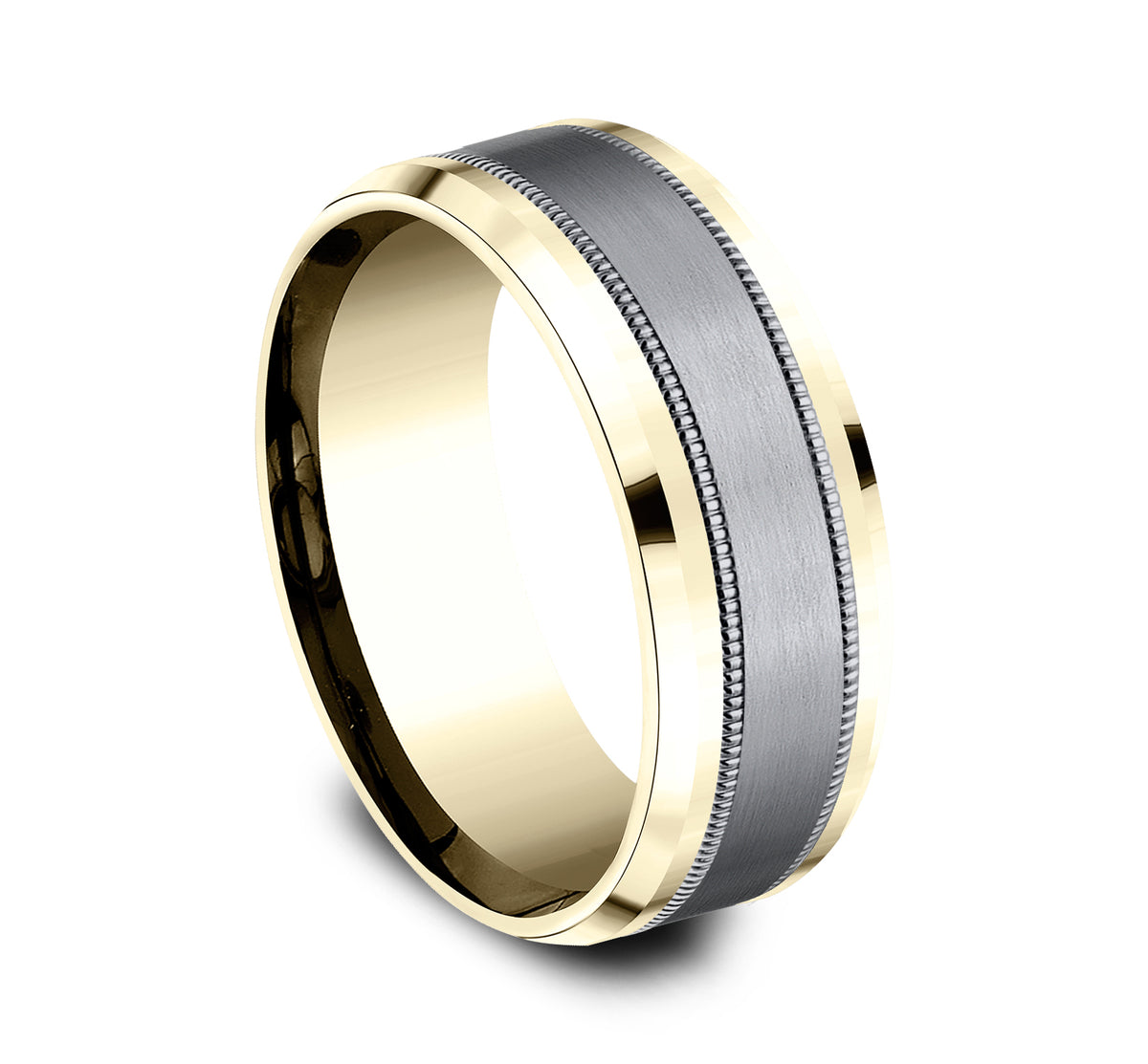 THE PROFESSOR 8mm 14K Yellow/Tantalum Grey Benchmark men's wedding band