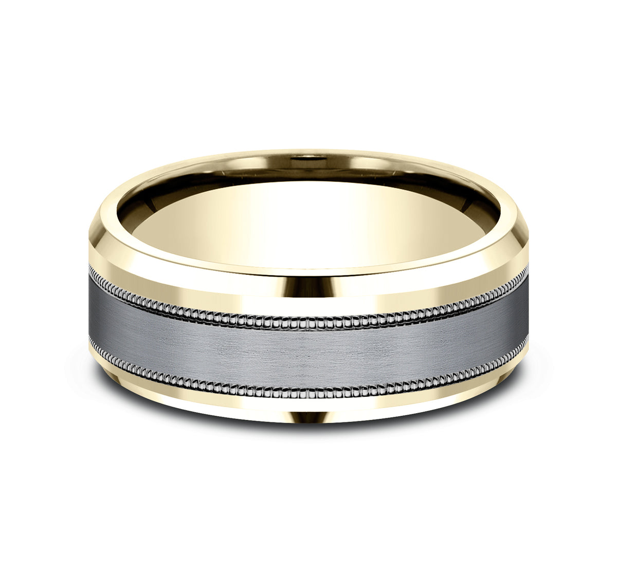 THE PROFESSOR 8mm 14K Yellow/Tantalum Grey Benchmark men's wedding band