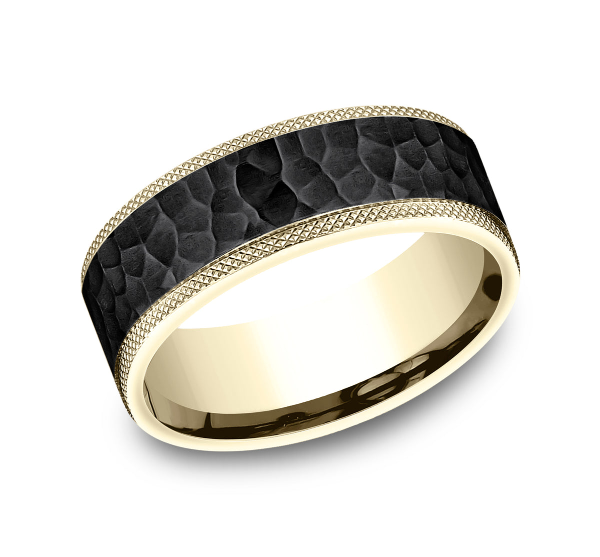 THE GRIFFIN 7mm 14K Yellow/Black Titanium Benchmark men's wedding band