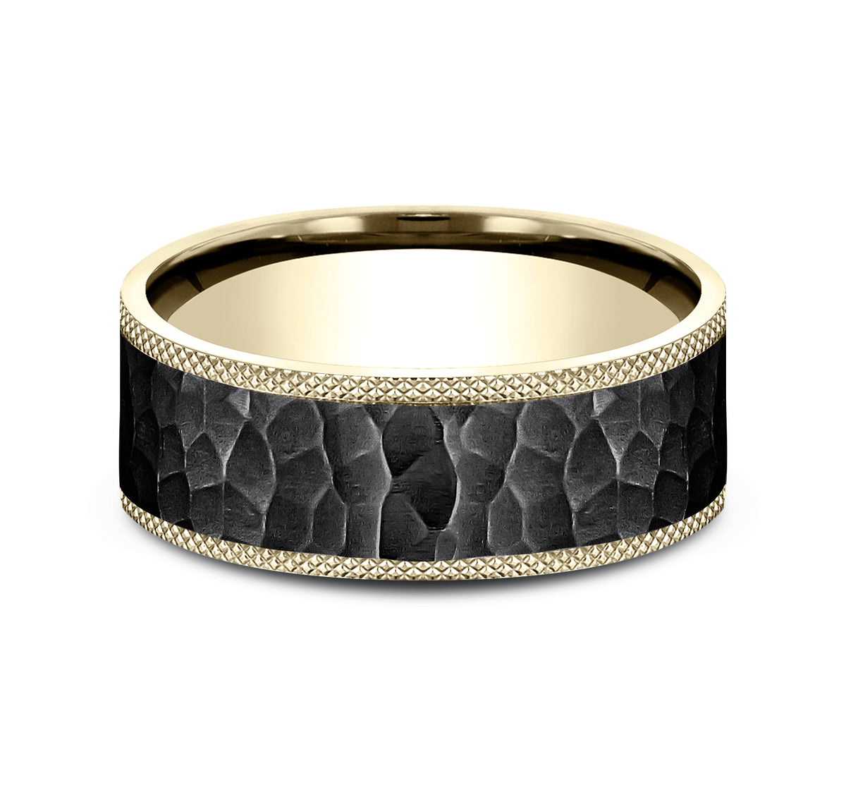 THE GRIFFIN 7mm 14K Yellow/Black Titanium Benchmark men's wedding band