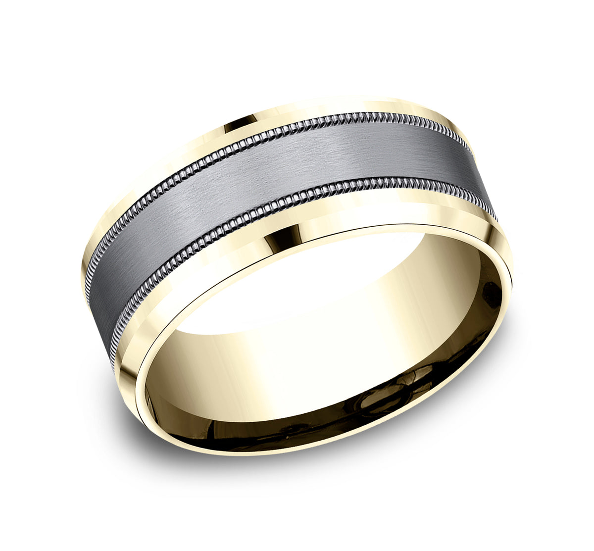 THE PROFESSOR 8mm 14K Yellow/Tantalum Grey Benchmark men's wedding band