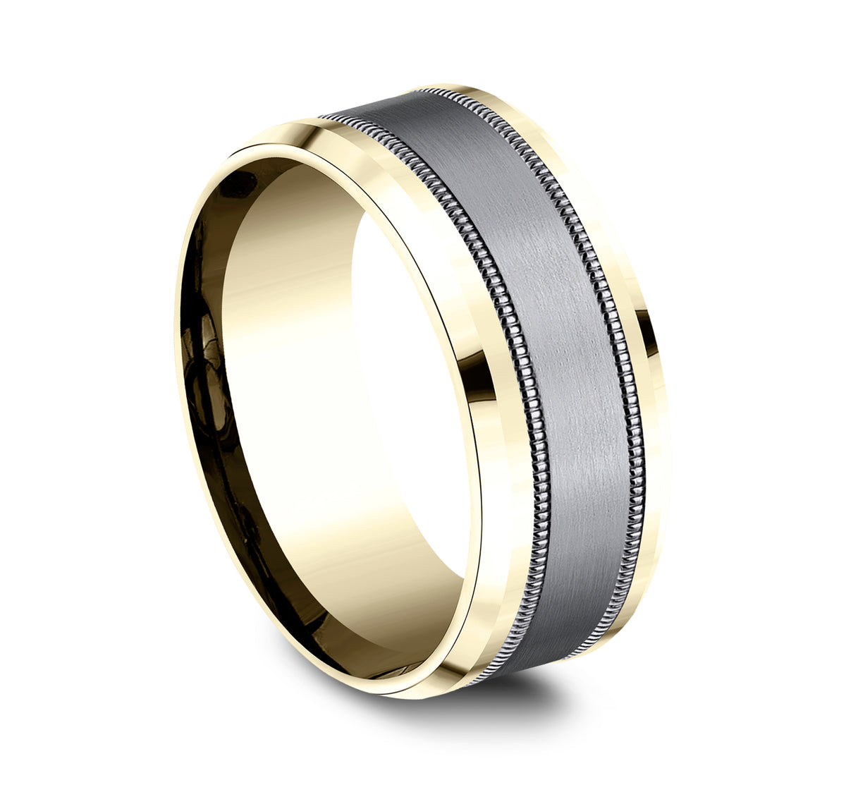 THE PROFESSOR 8mm 14K Yellow/Tantalum Grey Benchmark men's wedding band