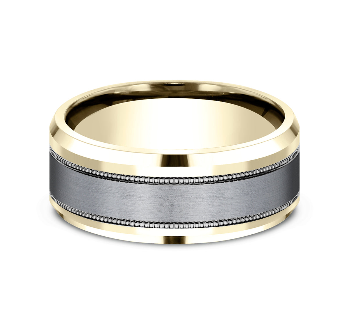 THE PROFESSOR 8mm 14K Yellow/Tantalum Grey Benchmark men's wedding band