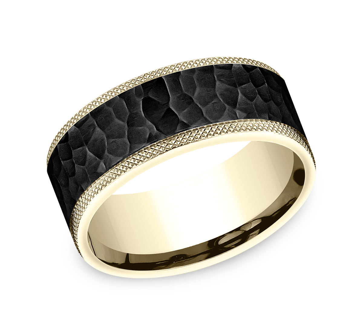 THE GRIFFIN 7mm 14K Yellow/Black Titanium Benchmark men's wedding band