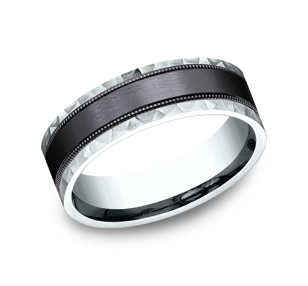 THE DENVER 9mm 14K White/Black Titanium Benchmark men's wedding band