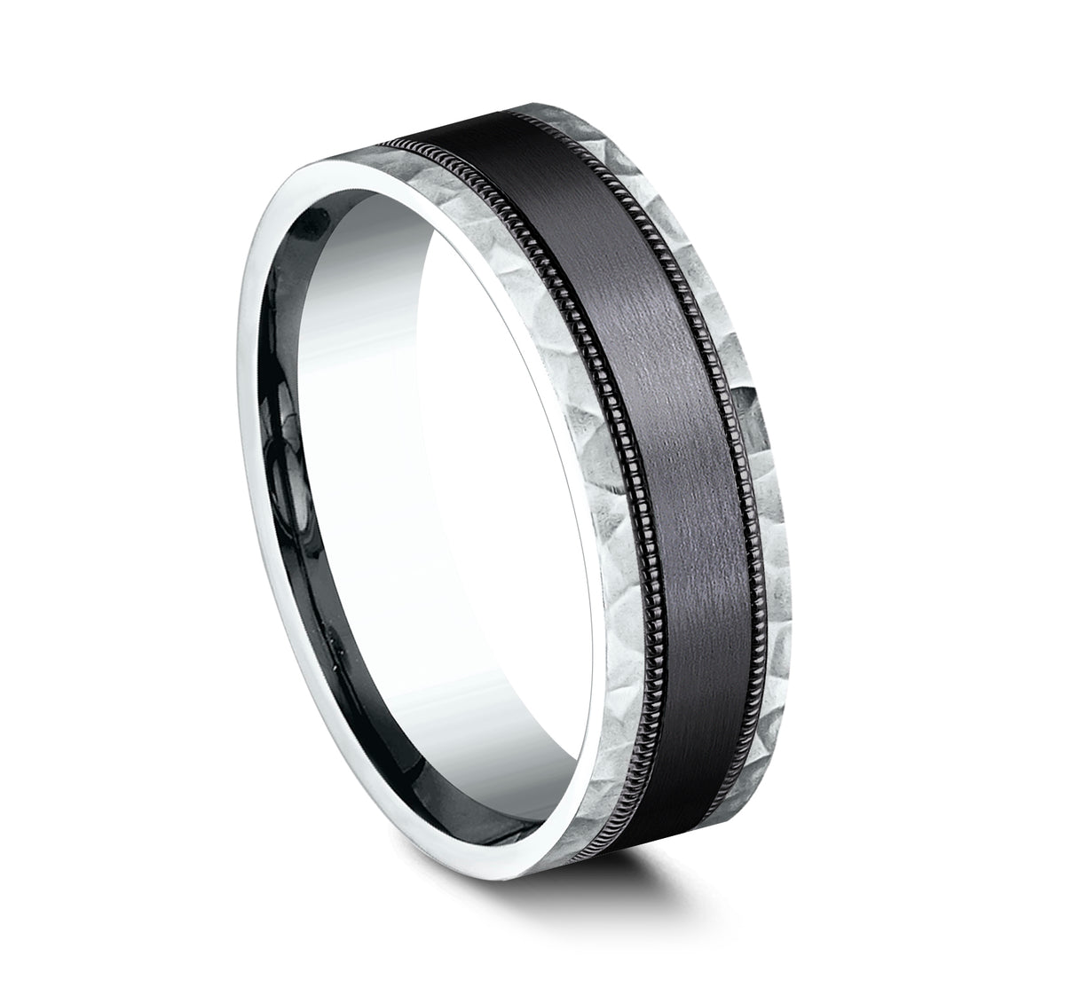 THE DENVER 9mm 14K White/Black Titanium Benchmark men's wedding band