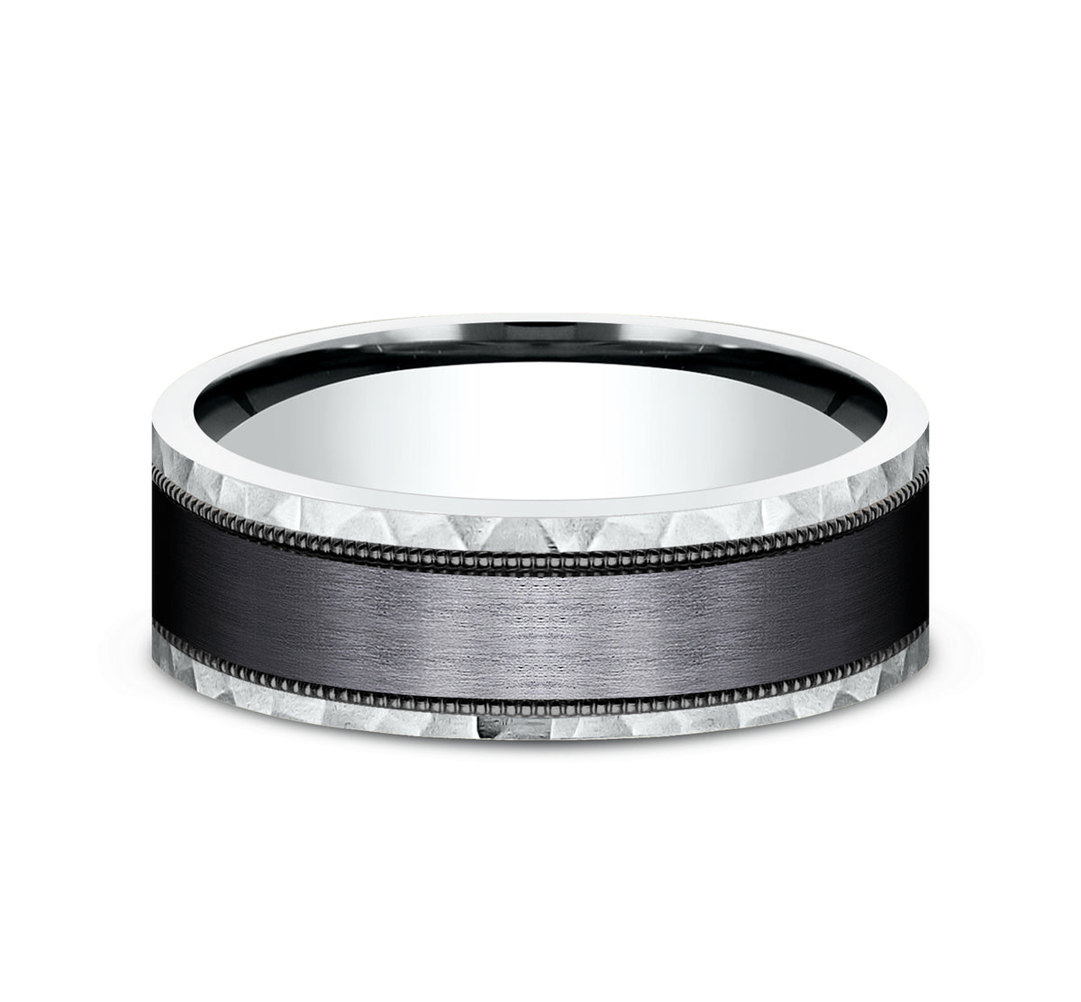 THE DENVER 9mm 14K White/Black Titanium Benchmark men's wedding band