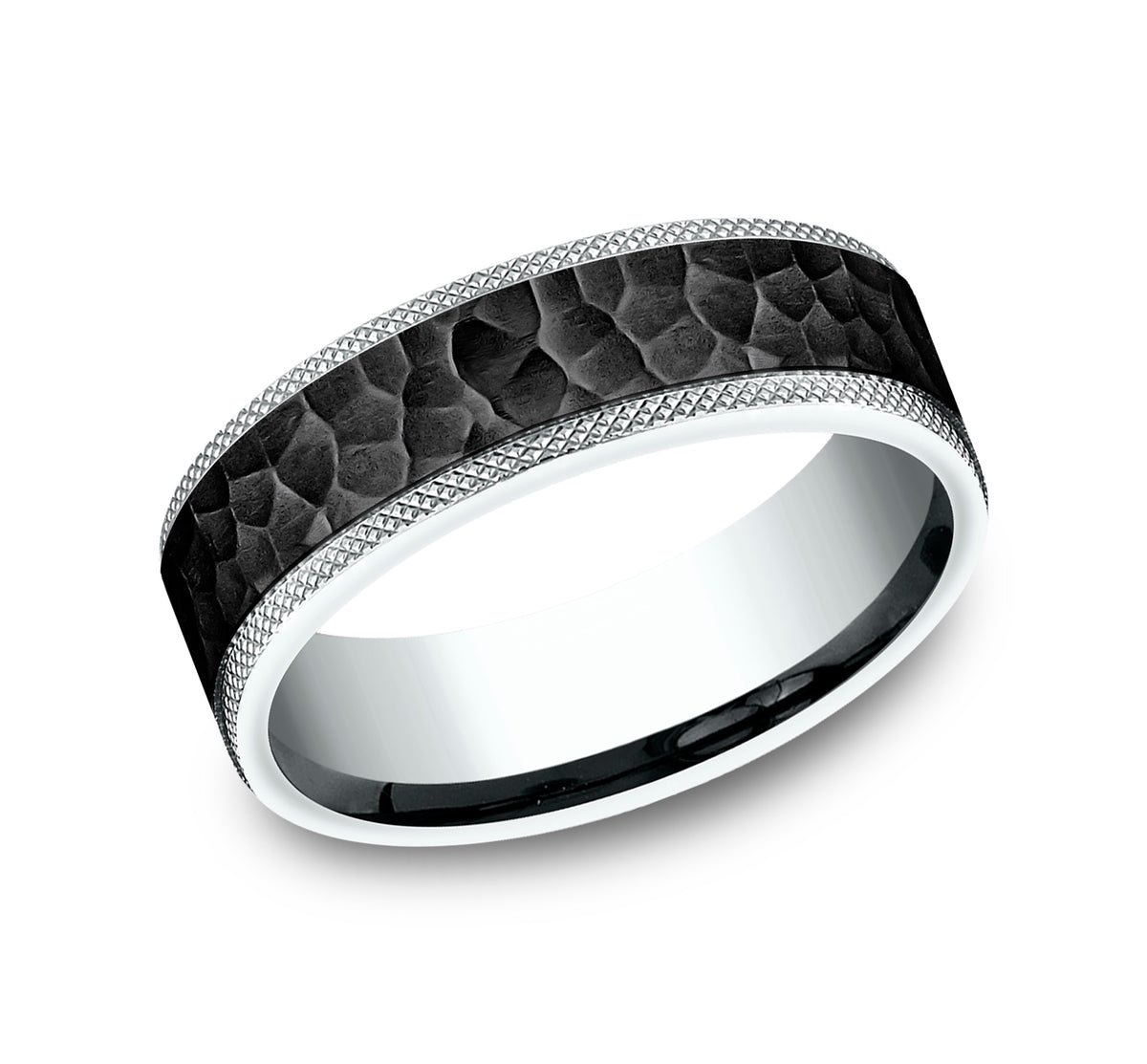 THE GRIFFIN 8mm 14K White/Black Titanium Benchmark men's wedding band