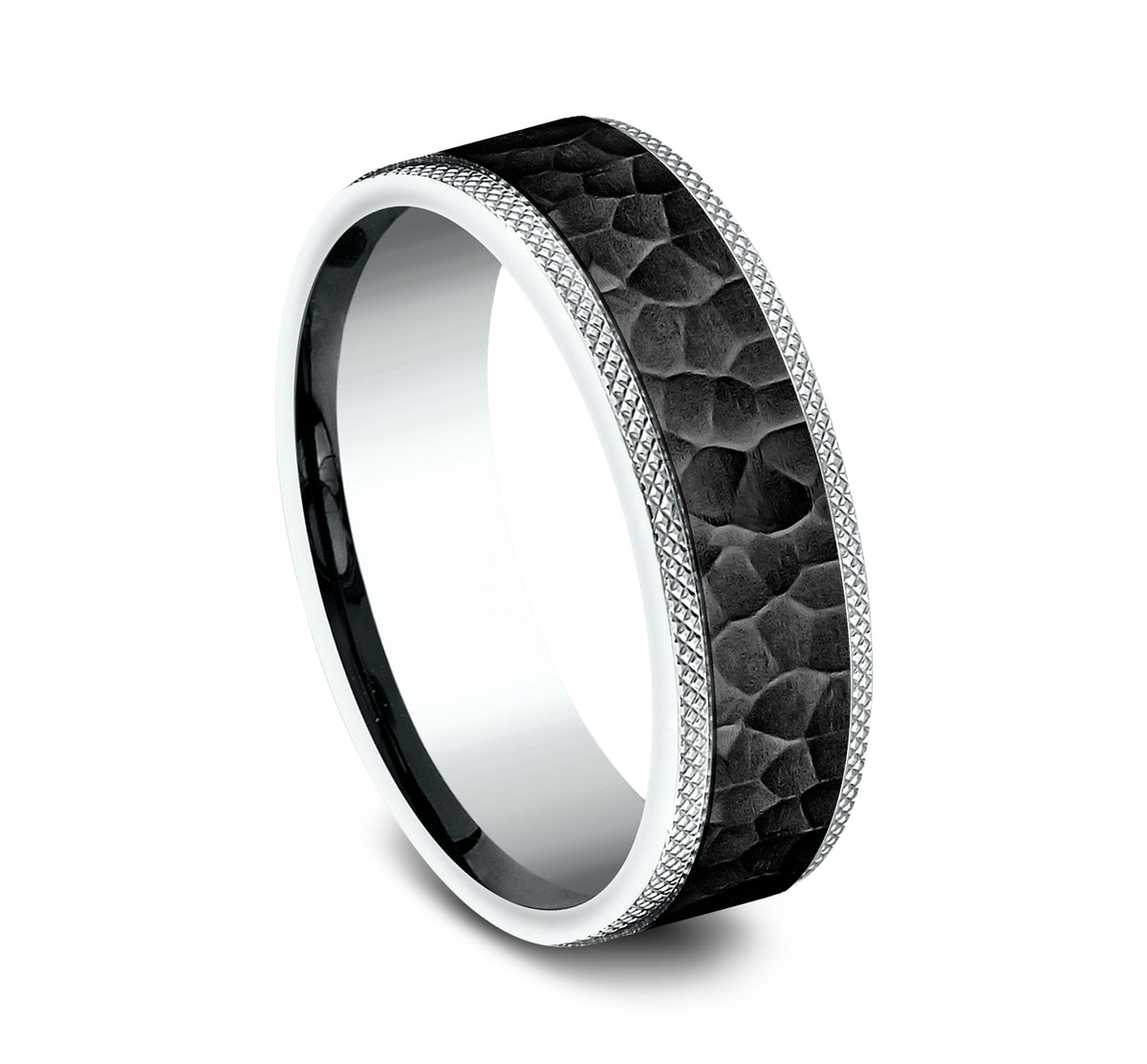 THE GRIFFIN 8mm 14K White/Black Titanium Benchmark men's wedding band