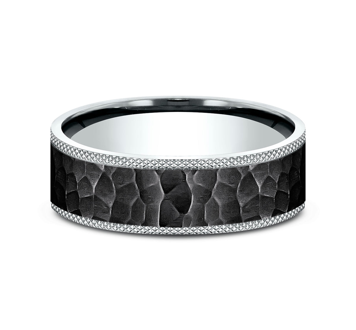 THE GRIFFIN 8mm 14K White/Black Titanium Benchmark men's wedding band