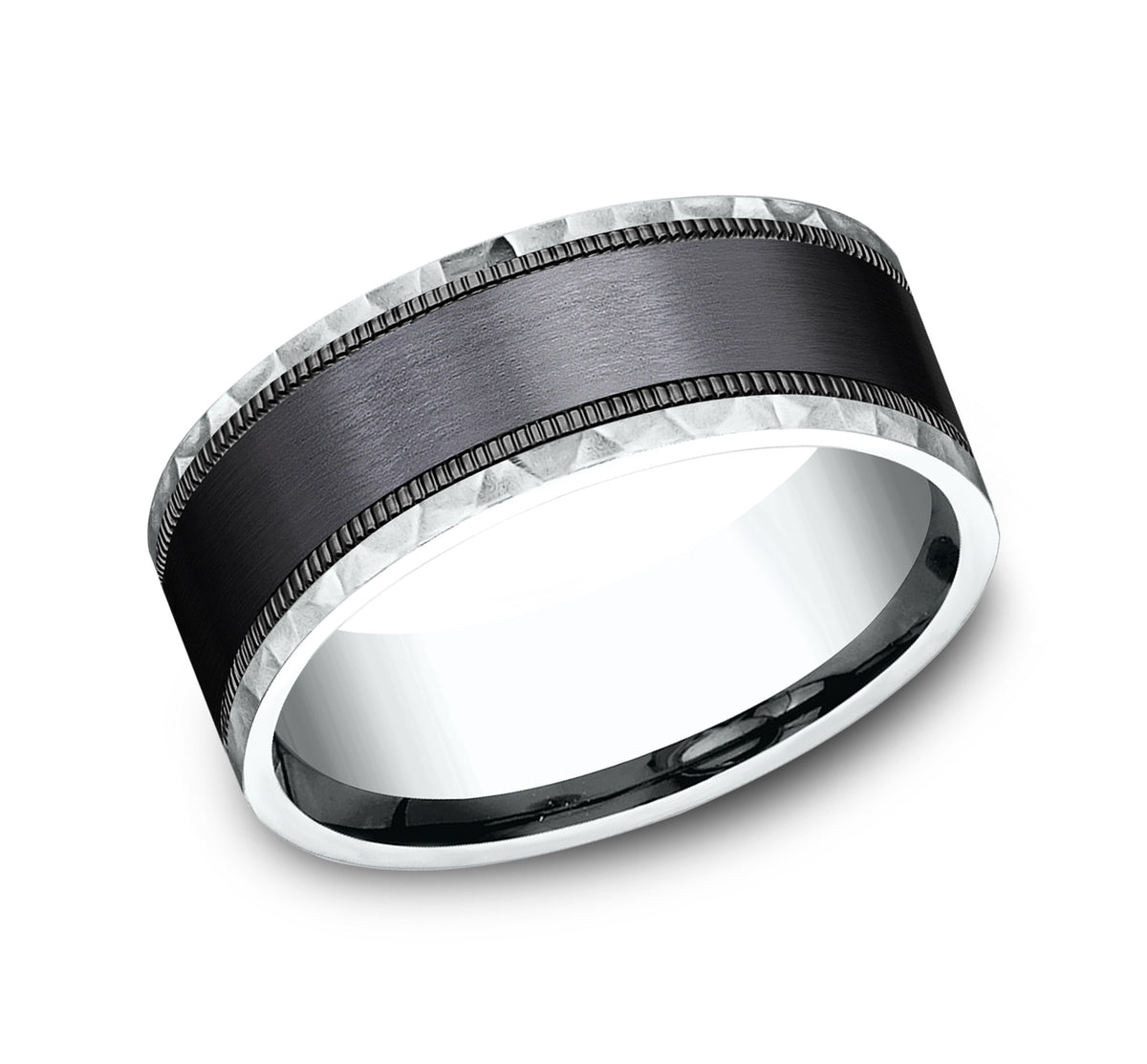THE DENVER 9mm 14K White/Black Titanium Benchmark men's wedding band